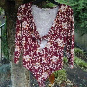 Express Earthy Autumn Burgandy bodysuit